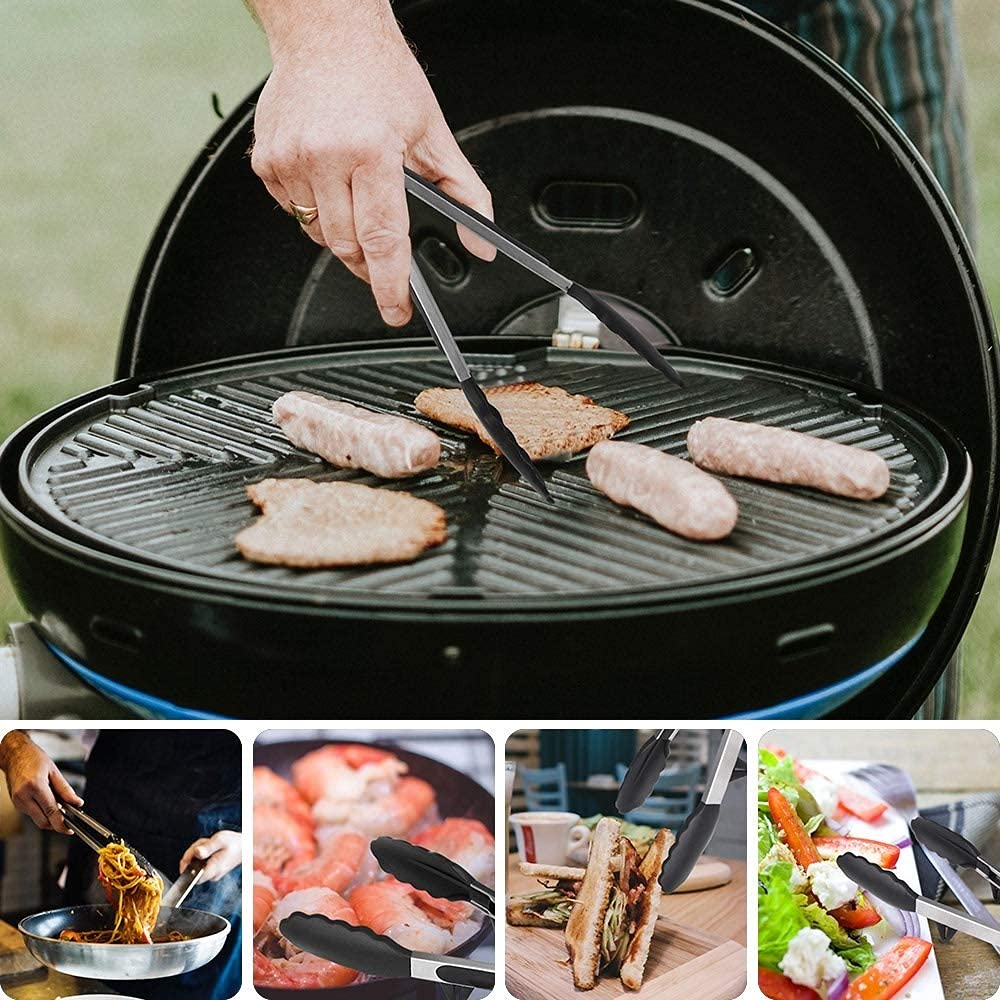 Szczypce kuchenne 9/12 Cal silikonowe szczypce do grillowania antypoślizgowe szczypce do żywności zacisk do gotowania zacisk sałatka grill sałatka chleb ciasto (12 cali)