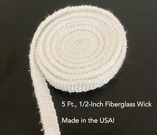 Miniatura 3 de Firefly Marca 5 pies de 12 pulgada plana, mecha de repuesto de fibra de vidrio trenzada para lámparas de aceite y linternas