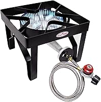 GasOne 200,000 BTU Heavy-Duty Propane Burner Stove with 0-20 PSI Regulator & Steel Braided Hose for Turkey Fry, Brewing, Outdoor Cooking