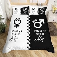 Vista 30 de Erosebridal Juego de funda de edredón para parejas, color rojo y negro, tamaño Queen, Queen of Everything King of What Left Funda de edredón