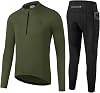 Mens Cycling Jersey 13 Zipper Cycling Set Solid Color Club Fit, Long Sleeeves Bike Jersey and Pants Zipper Pocket