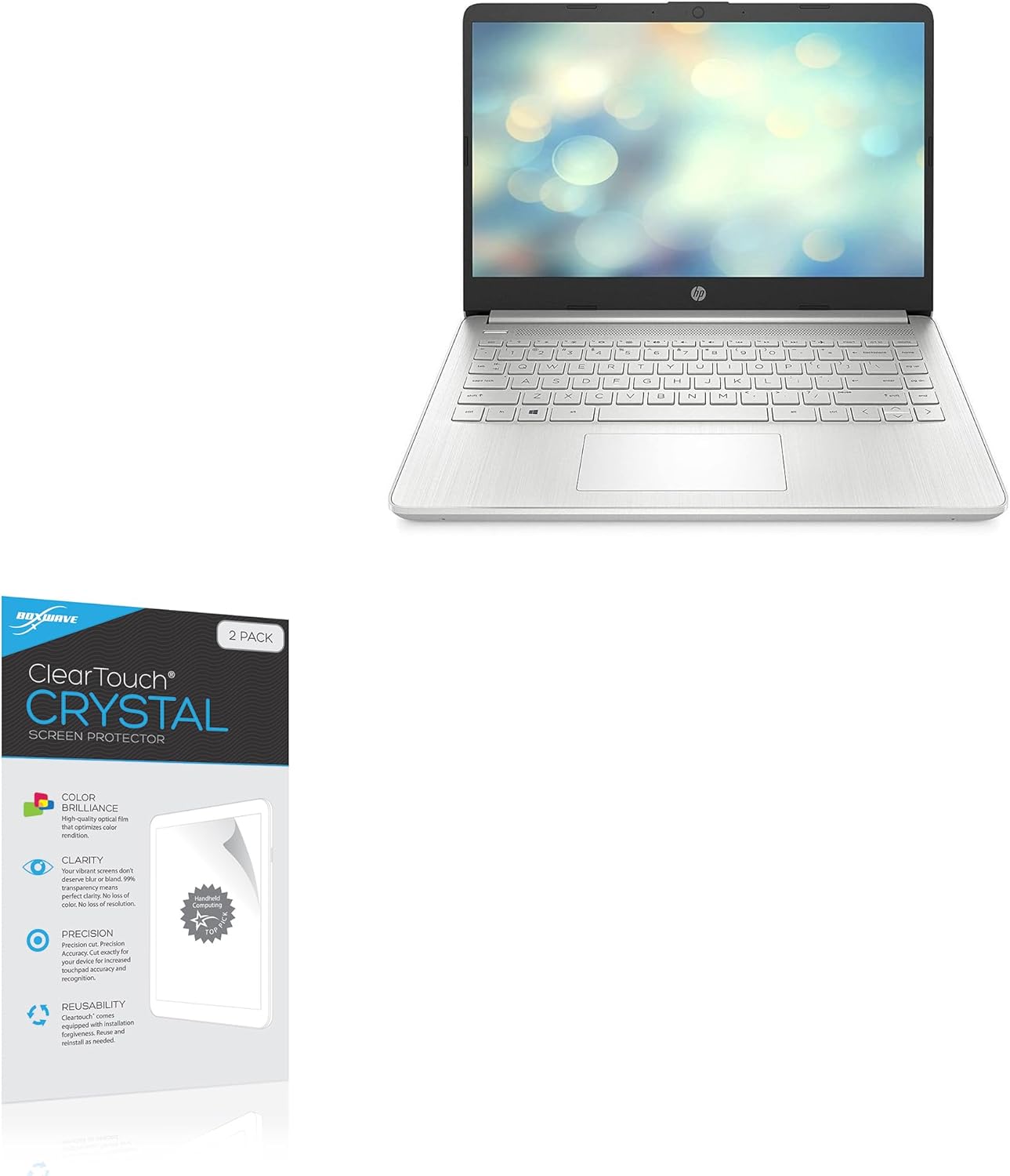 BoxWave Screen Protector Compatible with HP Touchscreen Laptop AMD Ryzen 7 5700U (15.6 in) - ClearTouch Crystal (2-Pack), HD Film Skin - Shields from Scratches