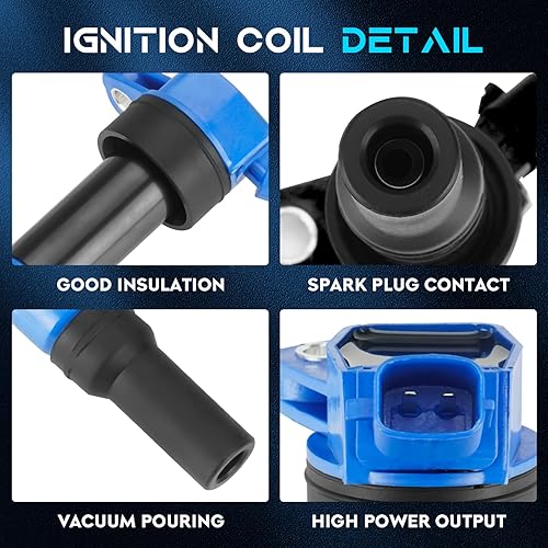 Miniatura 2 de Juego de 4 bobinas de encendido azul compatibles con Hyundai Elantra 1.8 2L 2011-2020, Tucson 2L 2014-2017, Kia Soul 2012-2015, Kia Forte Koup 1.8L