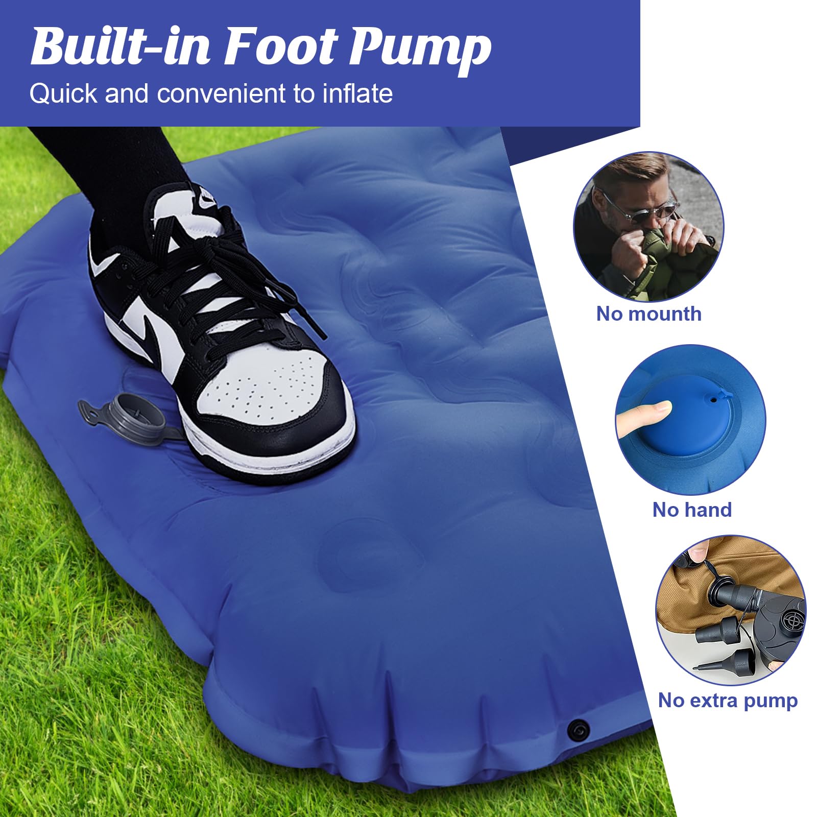 Isomatte Selbstaufblasend mit Fußpresse Pumpe, 12cm Verdicken Isomatte Camping, Ultraleicht Luftmatratze Kleines Packmaß, Aufblasbare Matratze Campingmatte Schlafmatte für Outdoor Camping