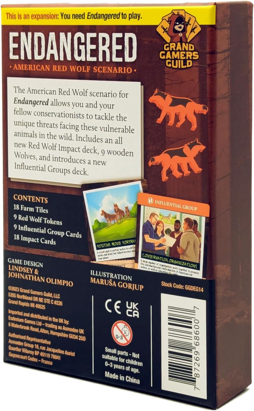 Endangered American Red Wolf Scenario by Grand Gamers Guild – Cooperative Conservation Board Game – Ages 14+, 1 to 5 Players & 60 to 90 Min Playtime