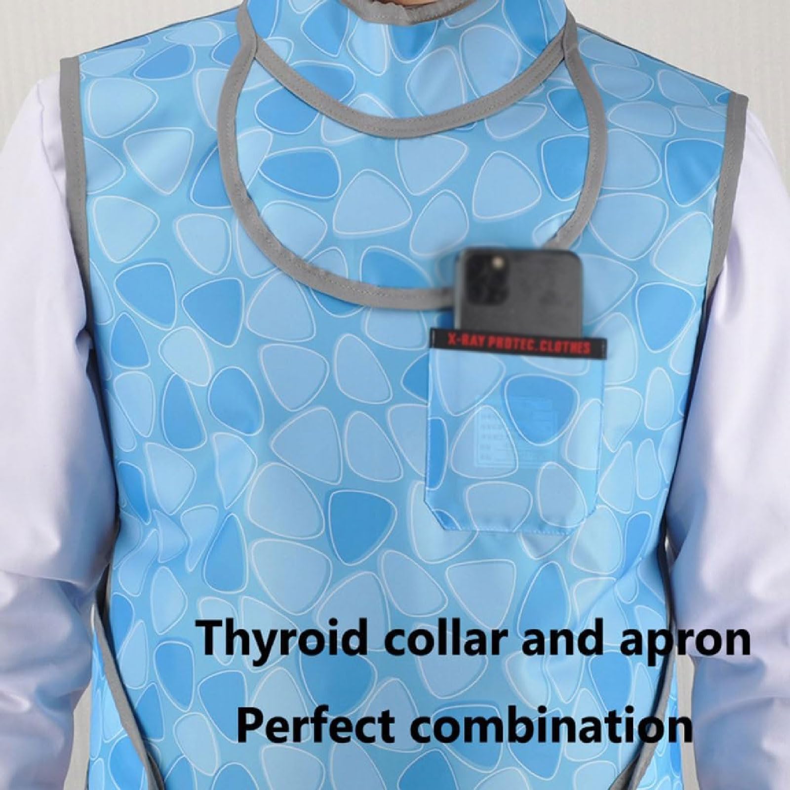 Gilet de Plomb Tablier en Plomb 0,5 mmpb, Tablier de Protection Contre Les Rayons X avec Collier thyroïdien et Capuchon en Plomb, Tablier en Plomb
