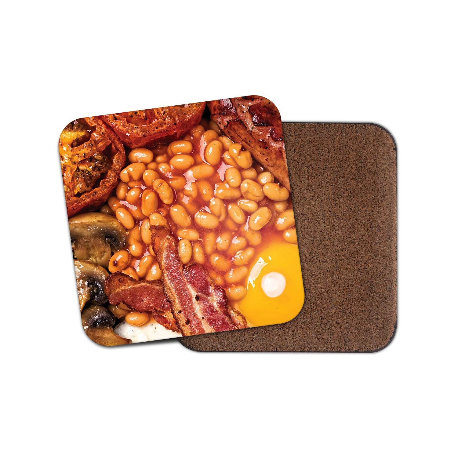 Destinationvinyl Multicolor 1 X Full English Breakfast Coaster - Food Beans Funny Dad Brother Uncle #8668