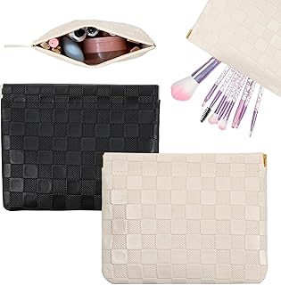 2Pcs Leather Pocket Cosmetic Bag for Purse, C...