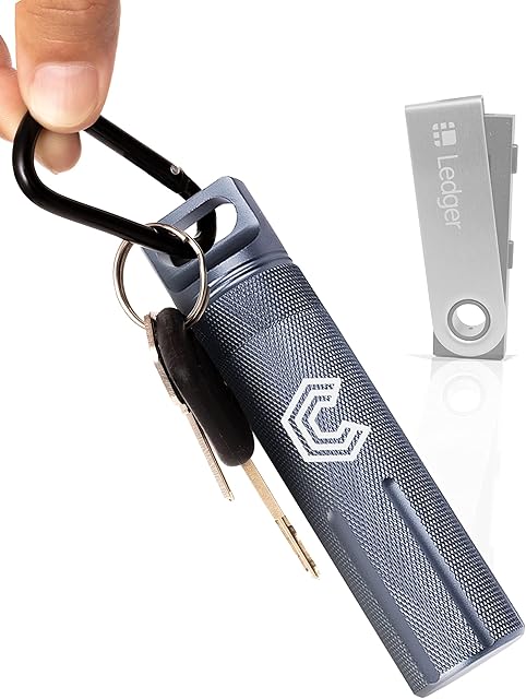 CryptoPod Ledger Nano Case - Fits Nano S/X/S Plus & Yubikey USB - Aluminum Alloy, Fire Resistant & Waterproof - Protective Cold Wallet Storage for Cryptocurrency Device Storage (Silver)