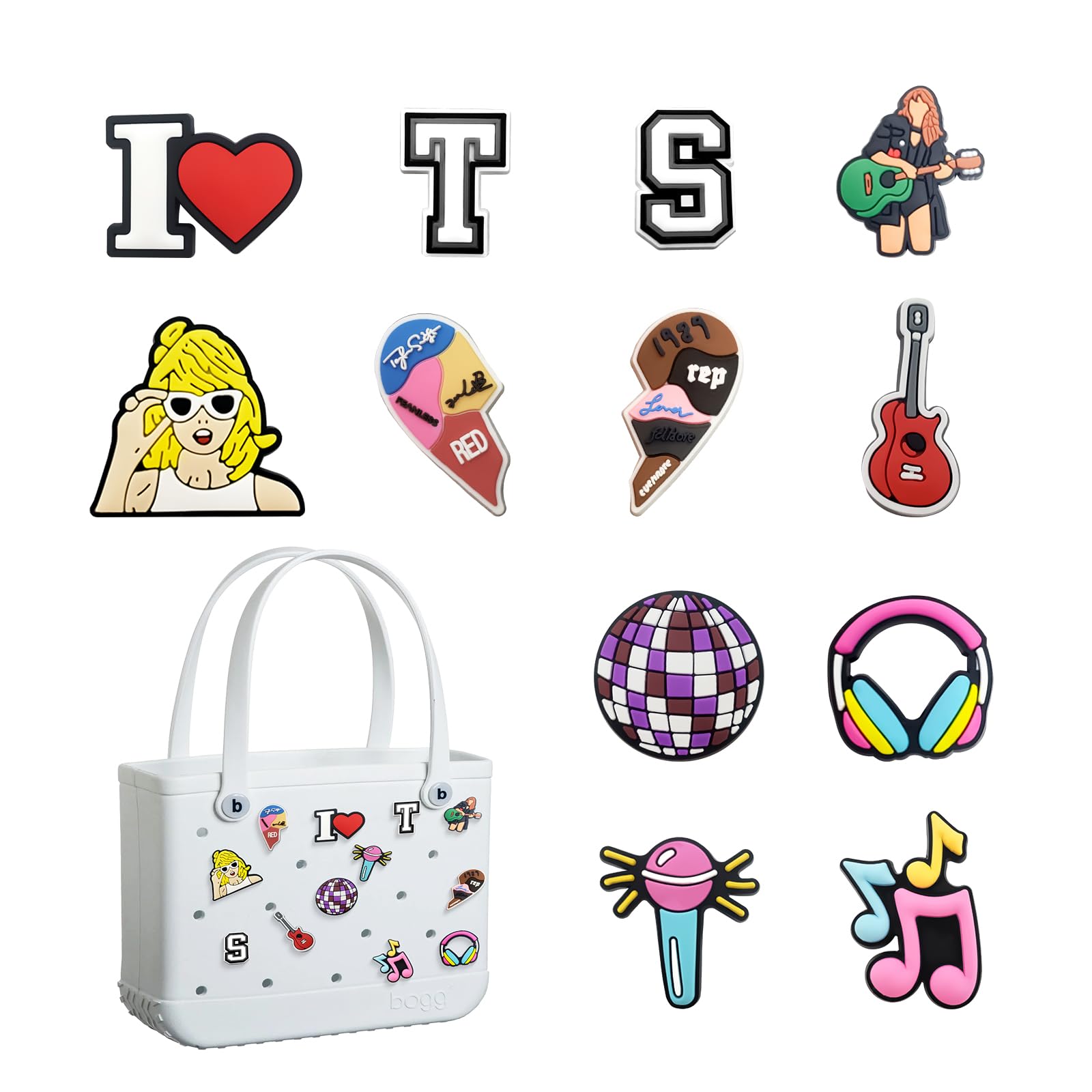 Yonuni 12pcs Charms for Bogg Bag, PVC Beach Charms for Simply Southern Totes, Insert Decorative for Handbag Beach Tote