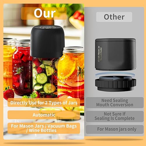 Miniatura 2 de Kit de sellado al vacío eléctrico de tarros Mason para tarros Mason de boca ancha y boca regular, máquina selladora de conservas al vacío para
