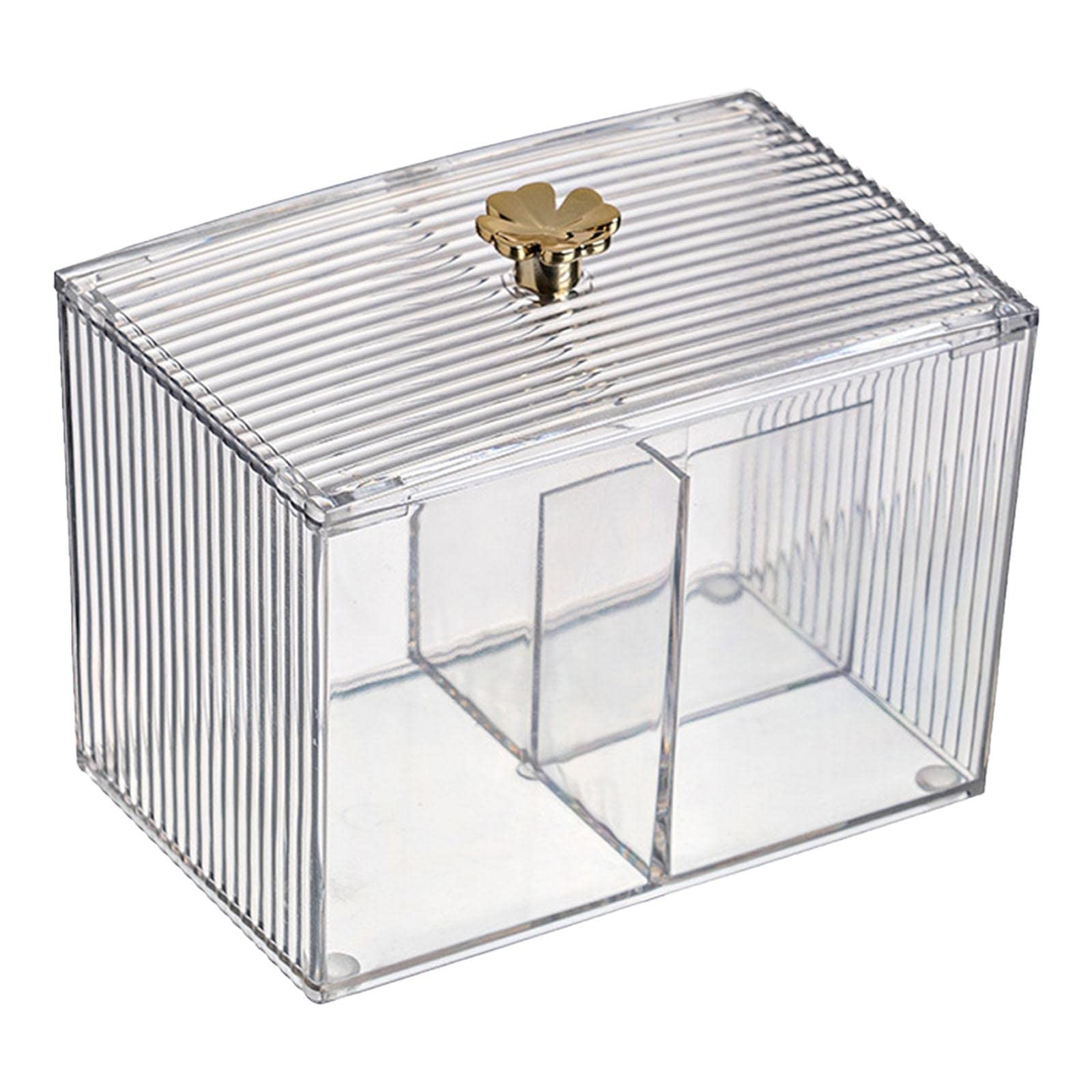 ATORSE PVC Makeup Cotton Pad Holder Cotton Balls Swab Holder Container with Lid 2 Grid-picture-46