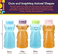 Vista 2 de Special Supplies Honey Bear Straw Cup For Babies, 4-Pack, Fun Animal-Shaped Baby Led Weaning Training Drink for Straw Training and Weaning