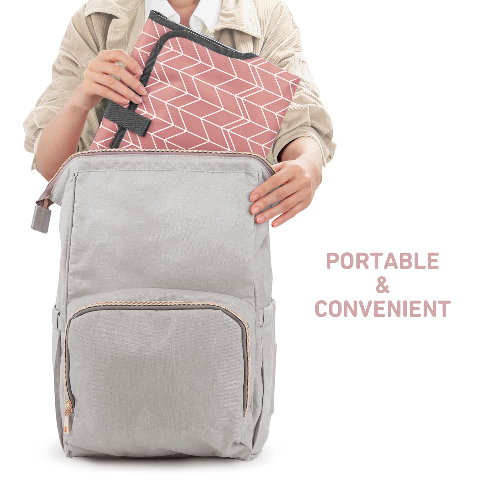 Babebay Cambiador de pañales portátil impermeable, tapete cambiador de viaje plegable para bebé niña niño, cambiador de viaje ligero, patrón geométrico bohemio