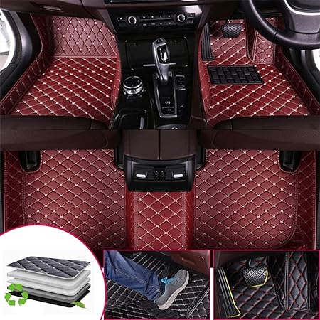 Amazon 車のフロアマット に適しています 日産ジューク For Nissan Juke 13 16 カーマット カーレザーフロアマット すべて囲まれている フロアマット 滑り止赤ワイン フロアマット 車 バイク