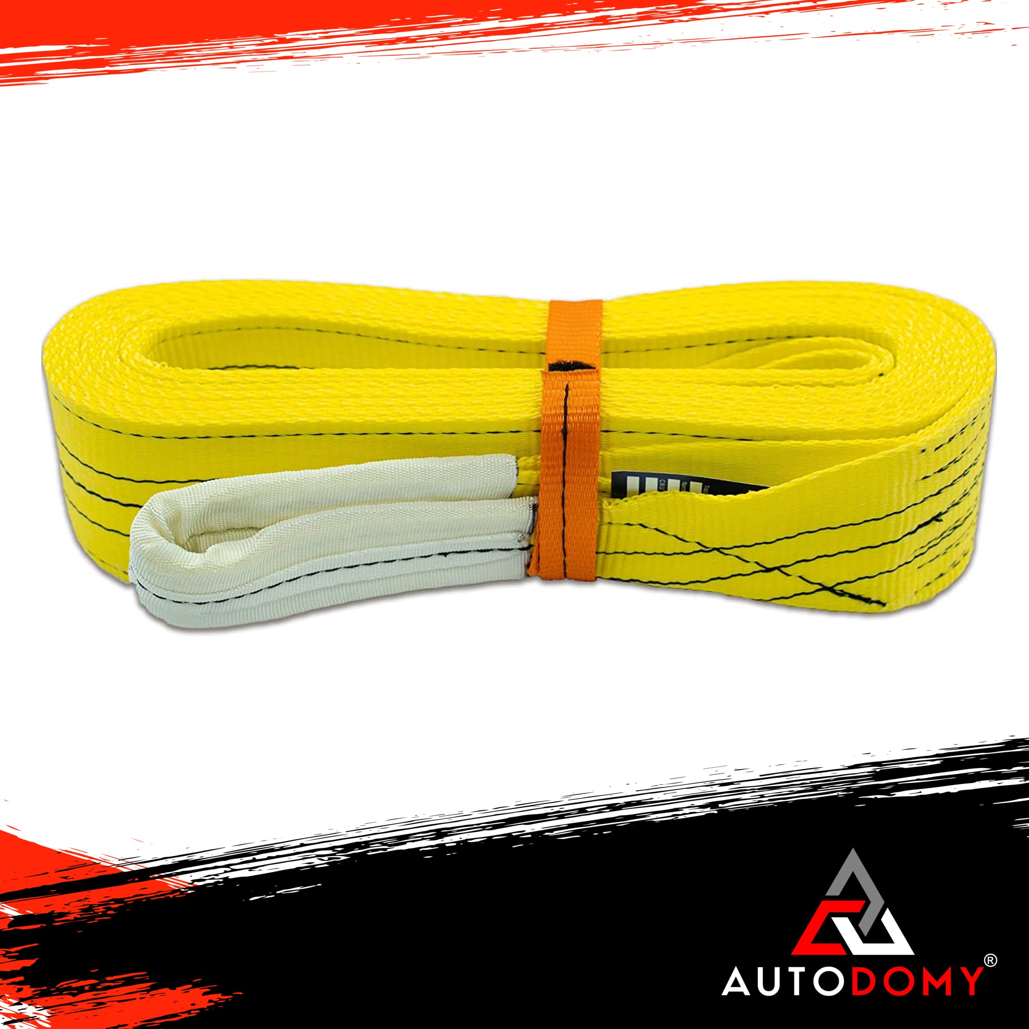 Autodomy Strops Traino 4x4 5 Metri | Corda Traino Auto Resistenza alla Rottura 21 TON (21.000 kg) | Cinghia Traino Auto con Cuciture Rinforzate | Cavo Furgone, Camion