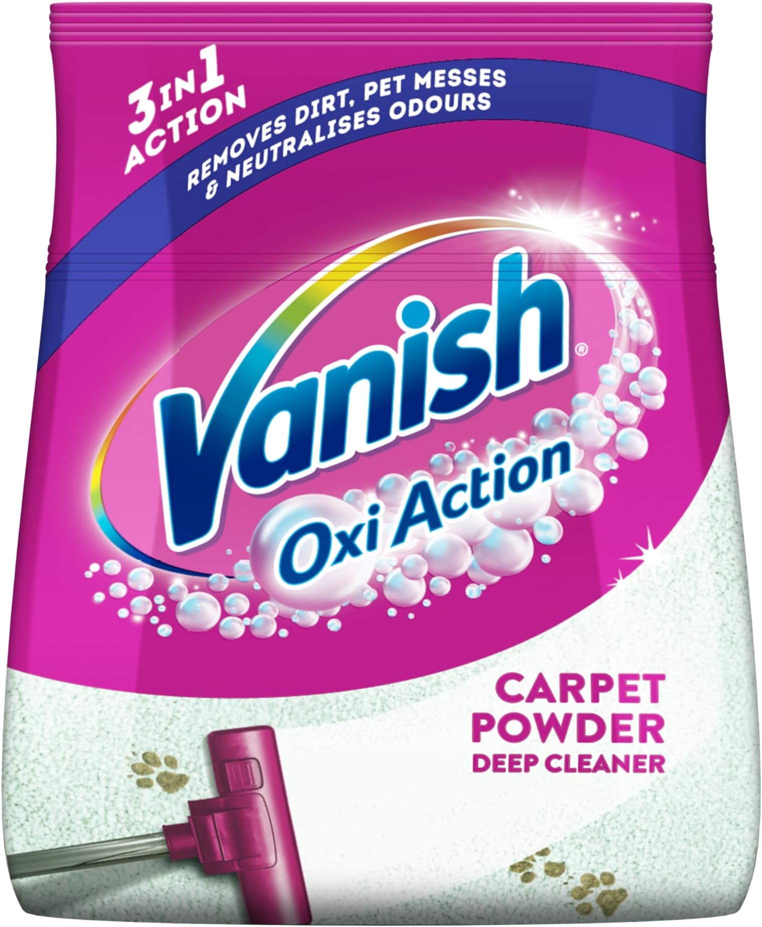 Oxi Action Carpet Powder, Spring Flowers, 650g, Eliminates Dirt, Pet Messes and Odours, Removes 3X More Dirt vs Vacuuming alone for a Deep Clean