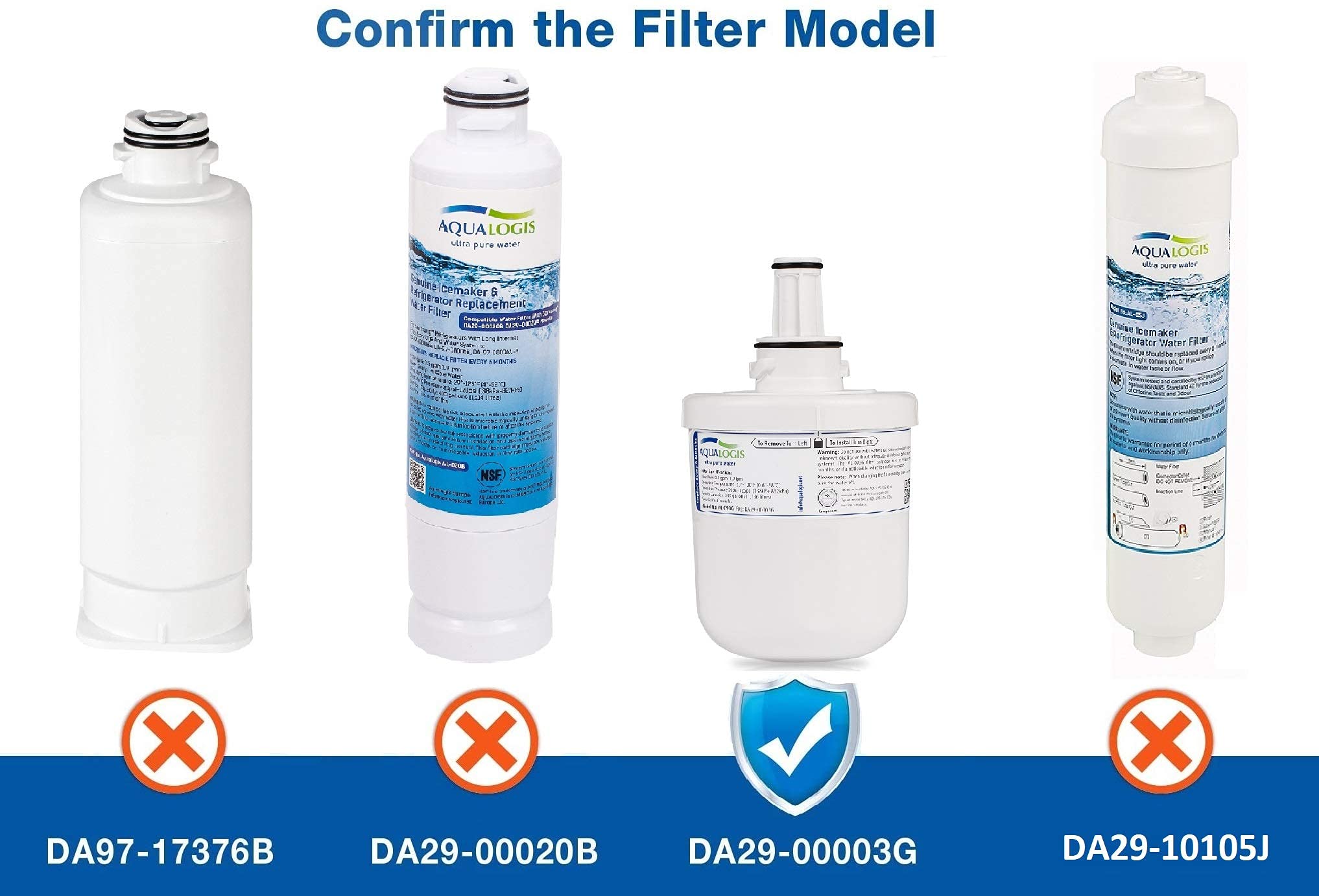 2 filtros compatibles AL-093F sustituye a SAMSUNG Aqua-Pure Plus DA29-00003F / DA29-00003G - (modelo antiguo) DA29-00003A / DA29-00003B / filtros de nevera