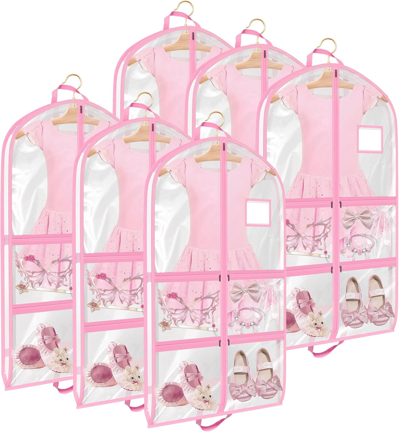 Dance Costume Garment Bag 40"x24" - 6Clear Pockets, PVC & Mesh, Heavy-Duty Zippers - dance garment bags for dancers, Practical costume bags for dancers