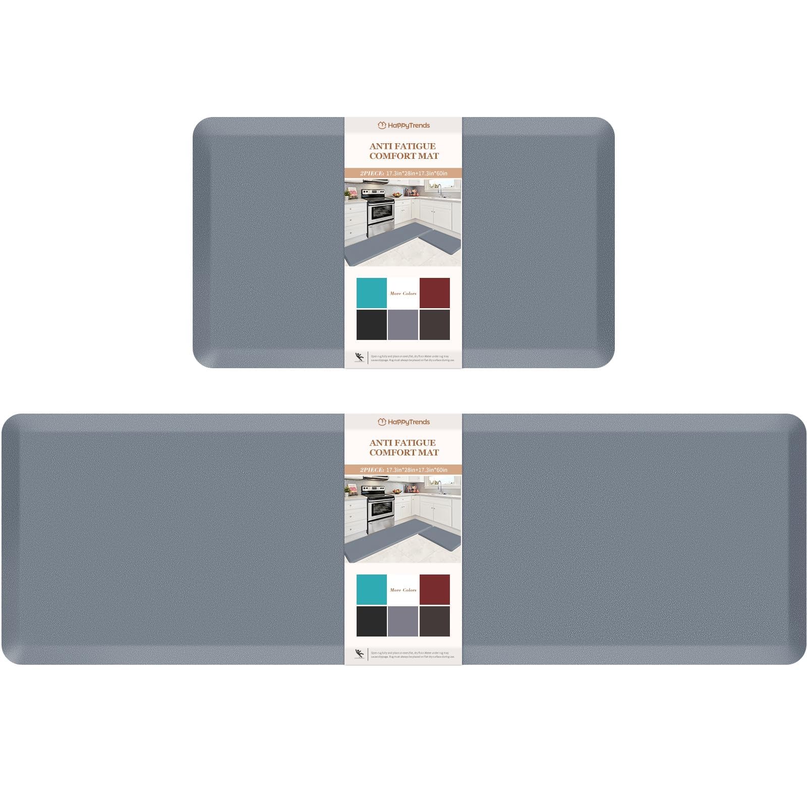 HappyTrends 2 PCS Kitchen Mat Cushioned Anti-Fatigue Floor Mat, Heavy Duty