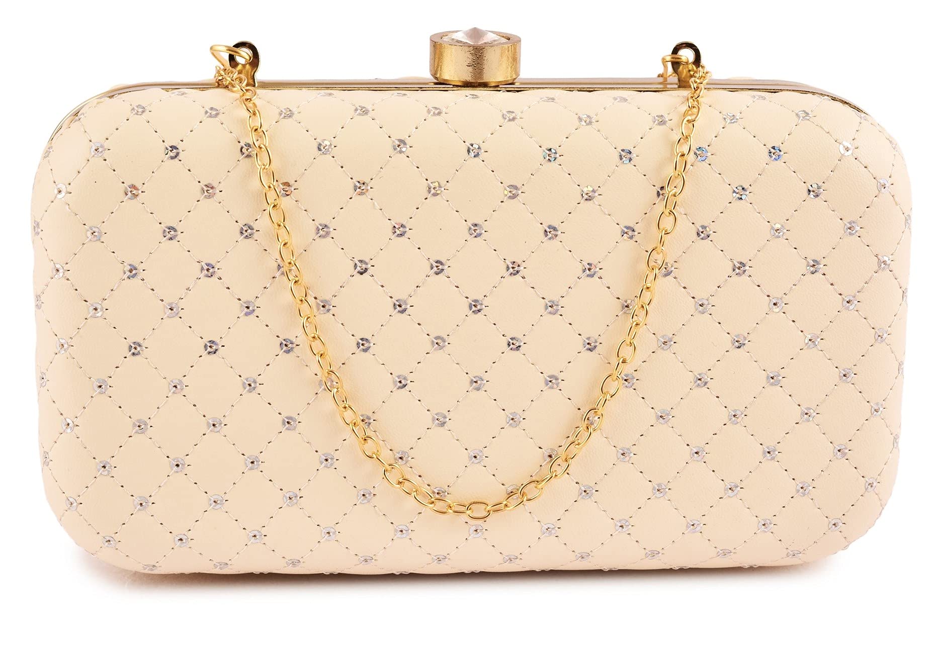 AILTINO Women's Oval Frame Clutch | Detachable Sling Chain | Ladies Party Wedding Purse Bag