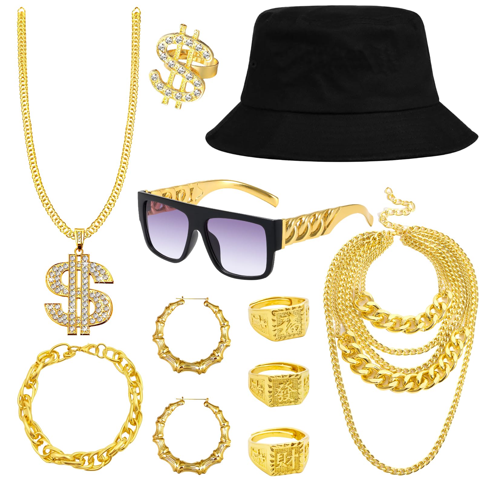 Saier tbo 10Pcs Hip Hop Costume Accessories