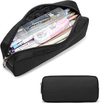 Della Gao Small Pencil Case Large Capacity Pencil Pouch Marker Pen Bag Coin Pouch Office Stationery Organizer Balck
