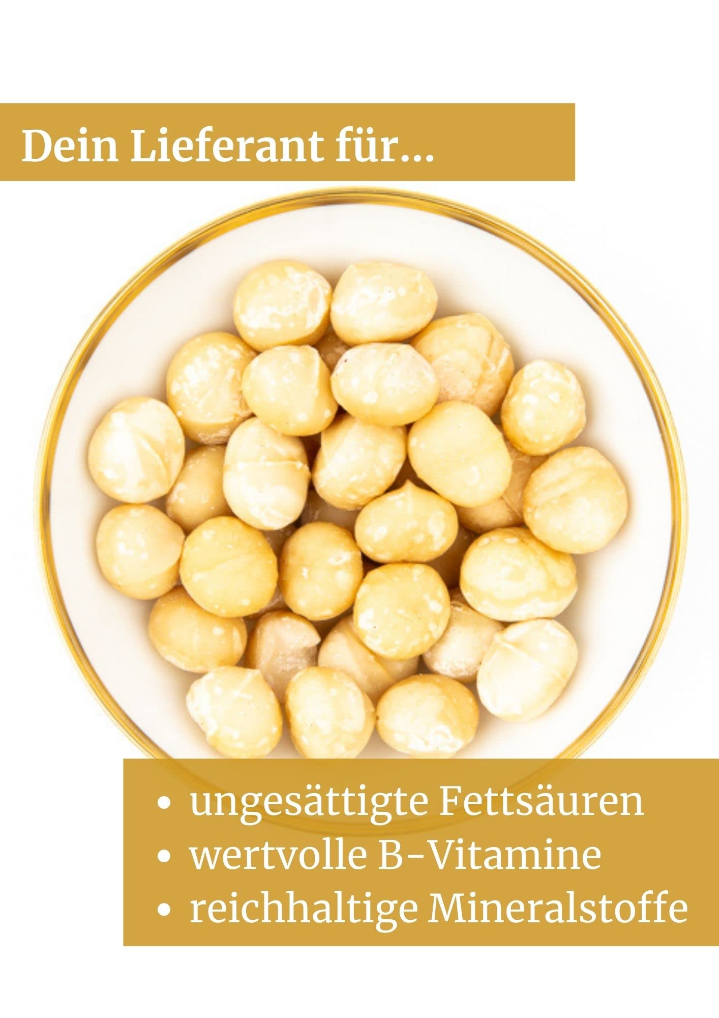 Jalall D’or Macadamia Nüsse geröstet gesalzen ganze und halbe Nusskerne 1 kg