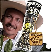 Vista 1 de Yupanqui Molinillo de pimienta para parrilla vegetariana, 3.5 onzas, molinillo de pimienta recargable manual con granos de pimienta orgánicos