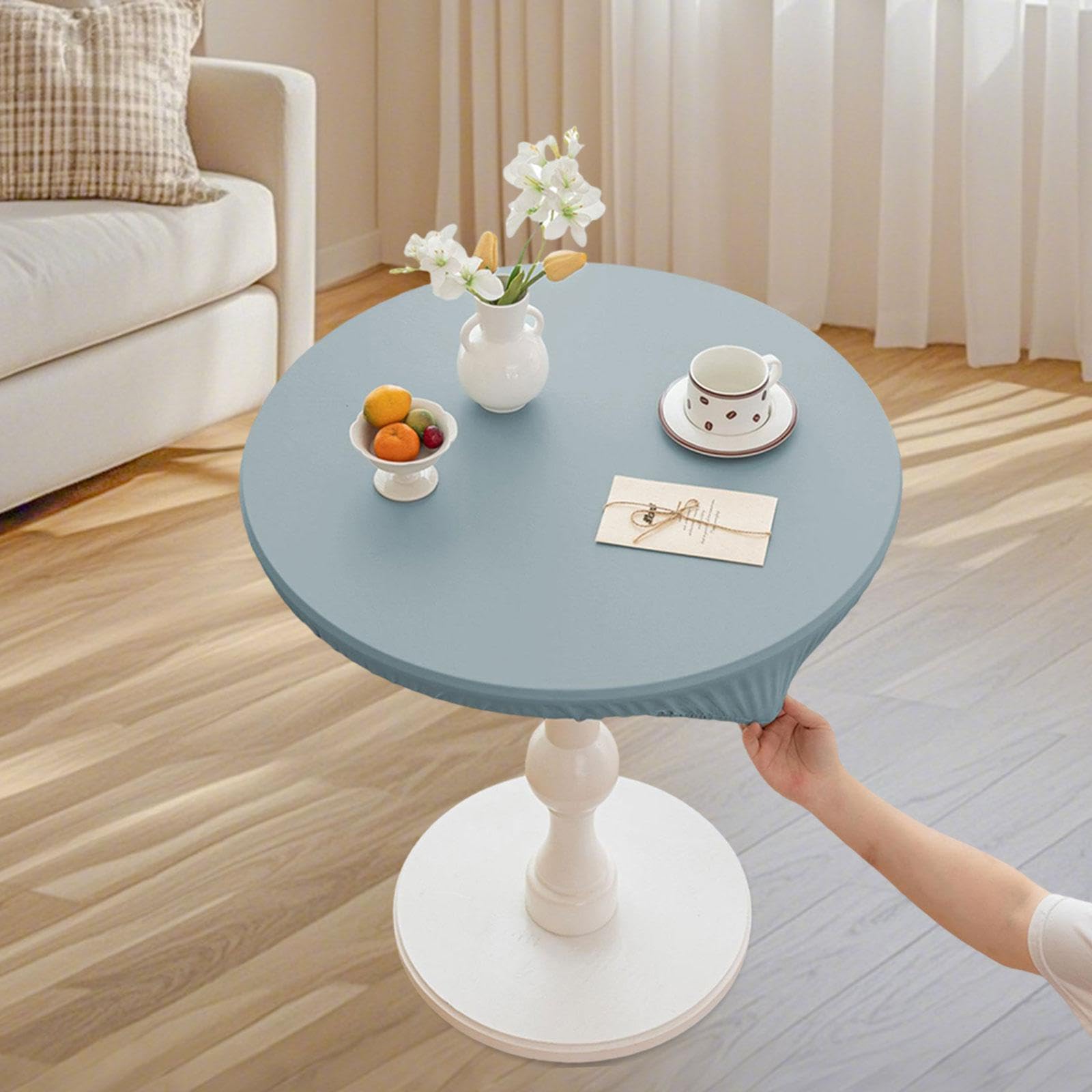 CALANDIS™ Table Cloth Stretchable Oil Anti Table Cover for Picnic Patio Wedding Blue Diameter 70 Cm | Tablecloths | Linens & Textiles | Kitchen, Dining & Bar-image-14