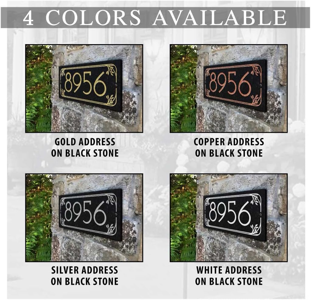 THE BOTANICA Stone Address Plaque With Engraved Numbers. Address Sign Made from solid, real stone.