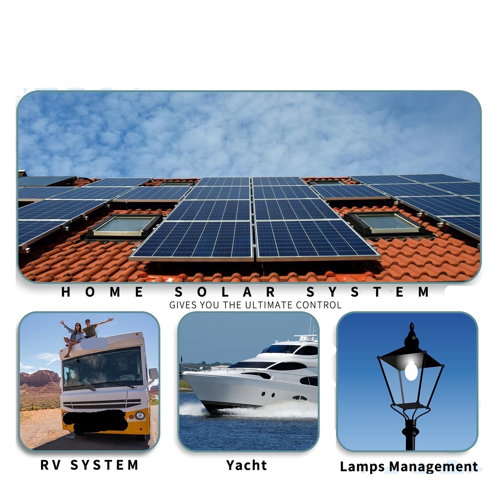 Regolatore di carica solare PWM 30A con schermo a colori, tensione regolabile, supporto multi-batteria