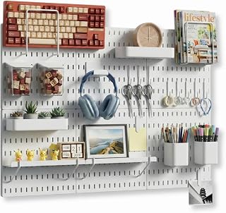 Keepo Modular Pegboard Kit with Accessories - White 33x22" Wall Organizer for Crafts, Tools, Gaming, Nursery Storage