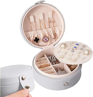 旅行用ジュエリー収納ケース,PUレザー製イヤリング展示用ケース,小型コンパクトジュエリーアクセサリー収納ケース - イヤリング・ネックレス・リング・イヤスタッド・リップスティック用 家庭・寝室・アパート対応