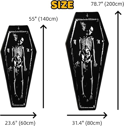 Miniatura 2 de Alfombra de estilo grunge 2023, decoración gótica negra para habitación, regalo espeluznante para Halloween (24 x 55 pulgadas, negro 5)