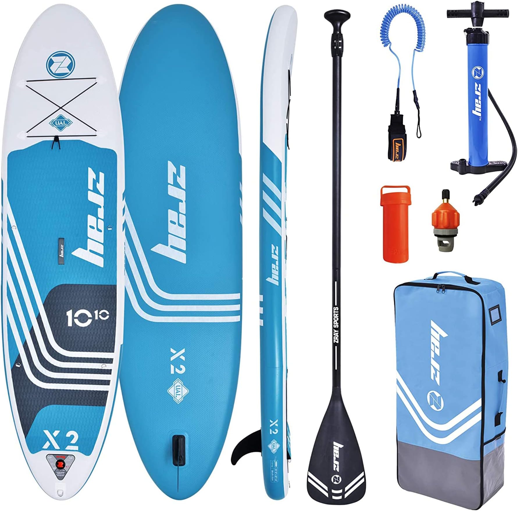 ZrayX-Rider X1 Inflatable SUP Outdoor Sport All Around Stand Up Paddle Board Kit with Ultimate Agile Light Technology, Blue/White