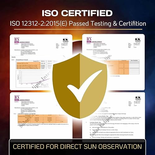 Miniatura 3 de Andbasis Lentes de eclipse solar 8P ISO 12312-2 2015 (E) y certificados por la CE 2024 aprobados para visión directa de eclipse solar, lentes
