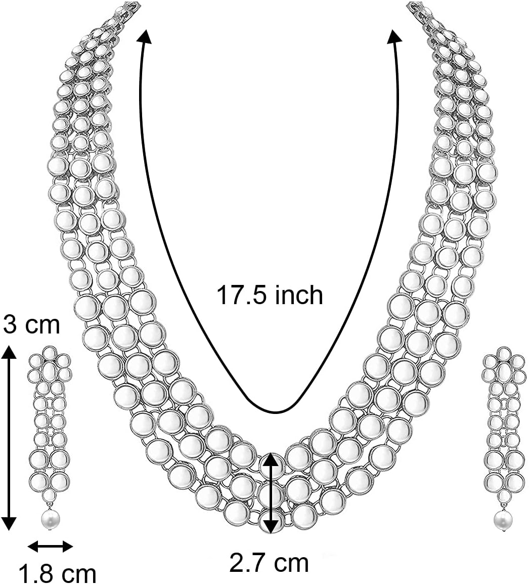 Aheli Indian Bollywood Style Wedding Faux Kundan Necklace with Earrings Set Ethnic Bharatanatyam jewellery set Gift for Women