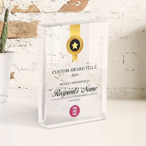 Acrylic Achievement Award Plaque - Custom Corporate Recognition Trophy