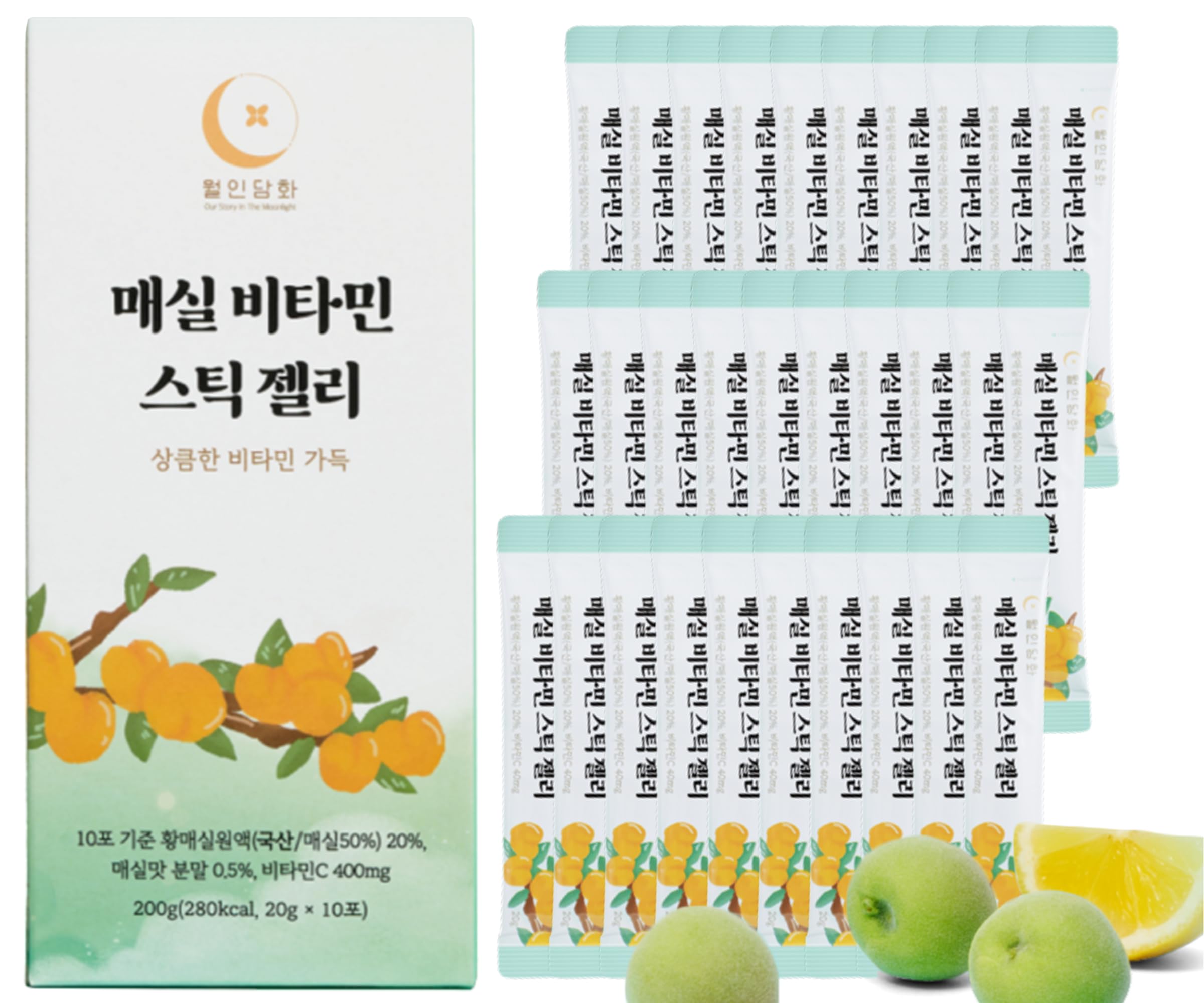 WOLINDAMHWA Plum Vitamin Jelly Stick 20g x 30er | K-Beauty Superfood | Hochwertige Hwangmaesil-Pflaumen & Vitamin-Komplex | Praktischer Stick für unterwegs | Wohlfühl-Produkt für Gesundheit