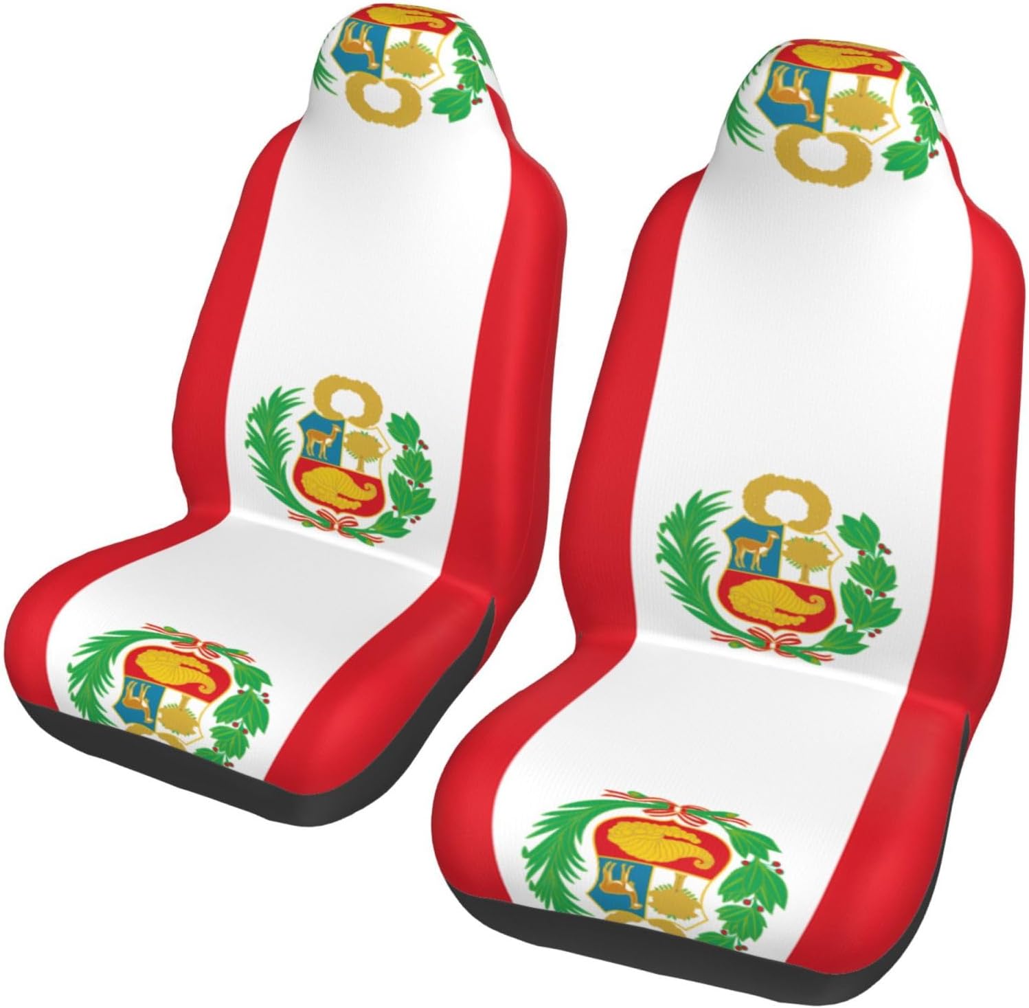 Universal Flag of Peru Printed car seat Covers are Suitable for Most Seats in Trucks, Vans, and Other Similar Vehicles.