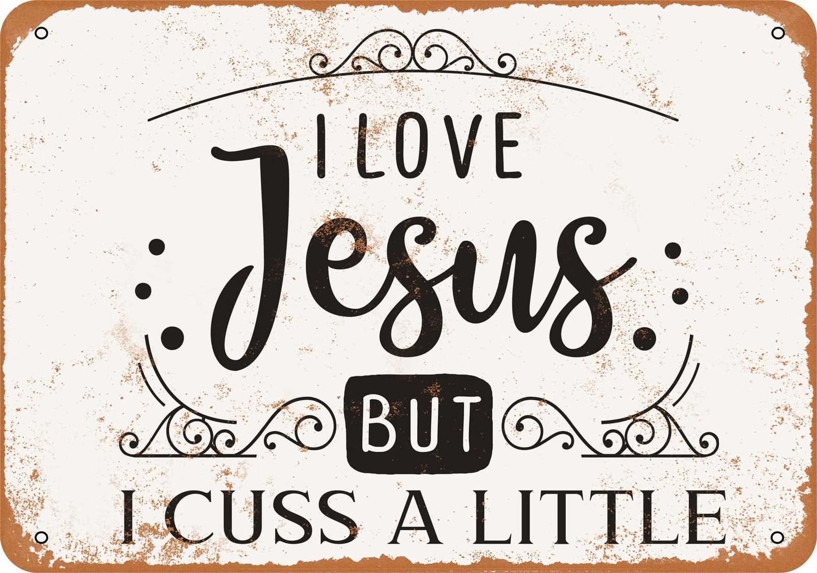 Miaomansenstore Metal Sign - I Love Jesus - Vintage Look Home Decor