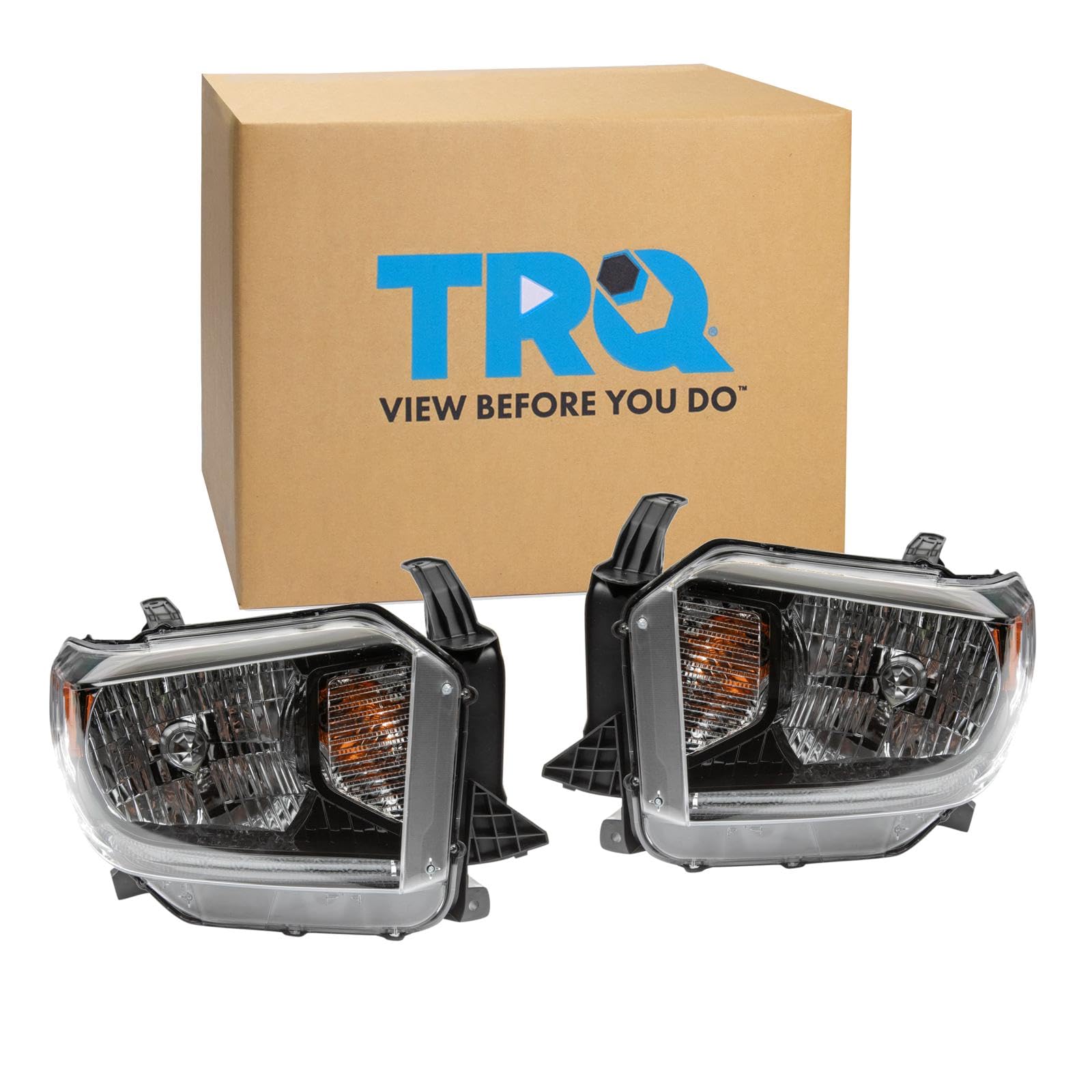 TRQ 2 Piece Headlight Assembly Set Driver &amp; Passenger Side Compatible with Toyota Tundra 2018-2020 TO2502260 TO2503260 81110-0C130 811100C130 81150-0C130 811500C130