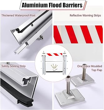Flood Protection Barrier, Garage Door Flood Barrier, Flood Prevention Barrier, Flood Defence Barriers For Doors, Aluminum Flood Protection Barrier, For Home Door/Doorway/Basement(145x60 cm)