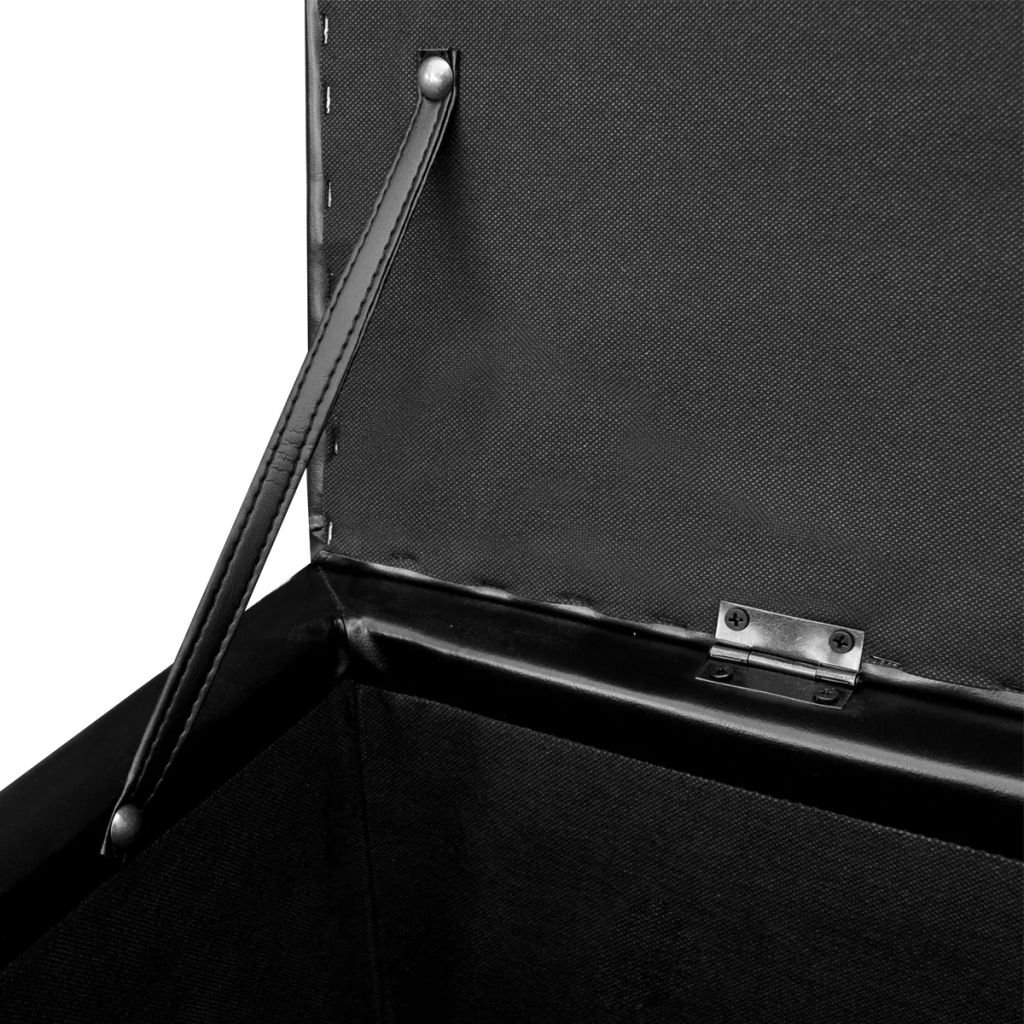 Baul, Banco, Puff de Almacenaje, Arcon Elevable, Acabado en Simil Piel Color Negro, Medidas:118 x 46 x 75 cm