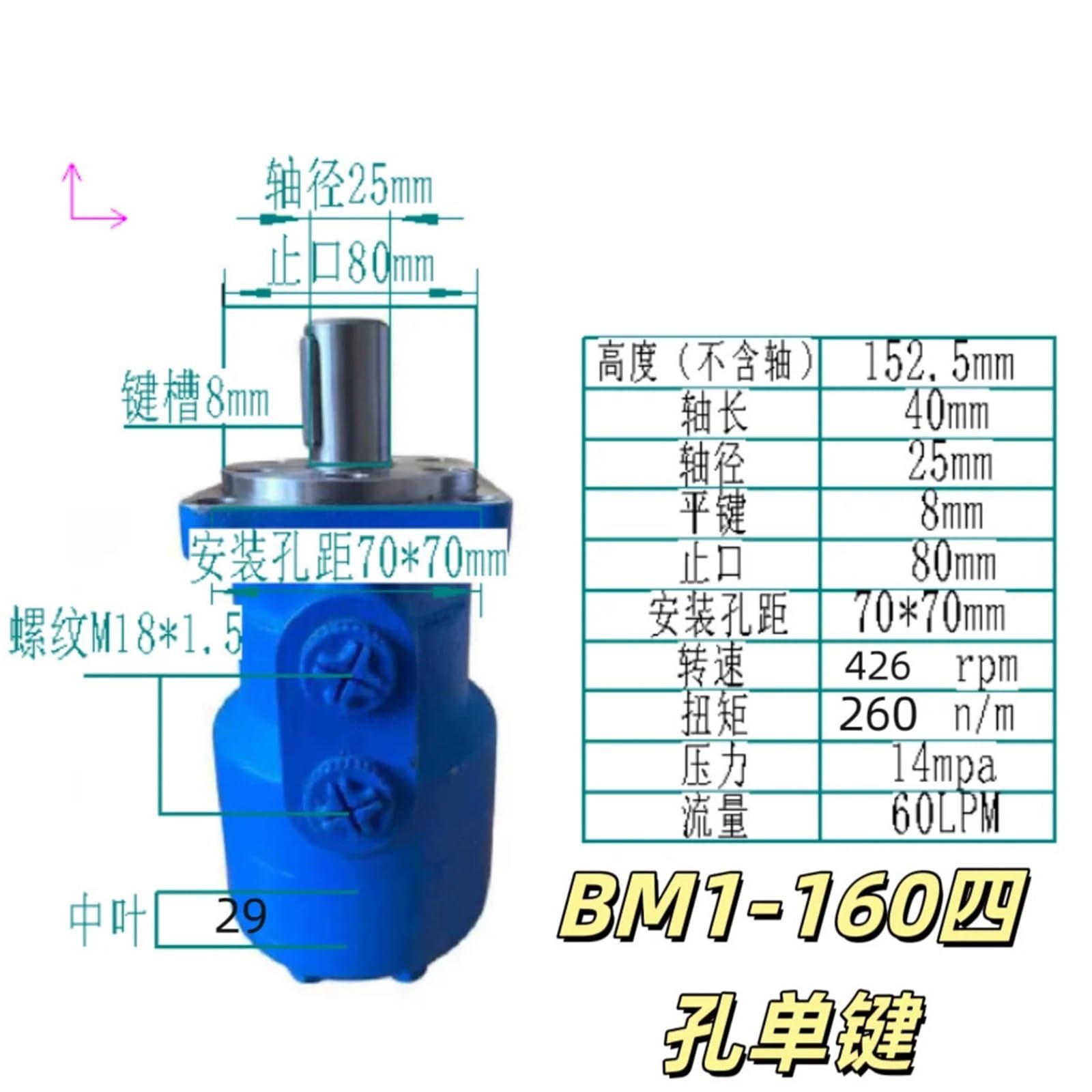 Moteur hydraulique BM1 50/80/100/125/160/200/250/315/400/500(4hole-160-25)