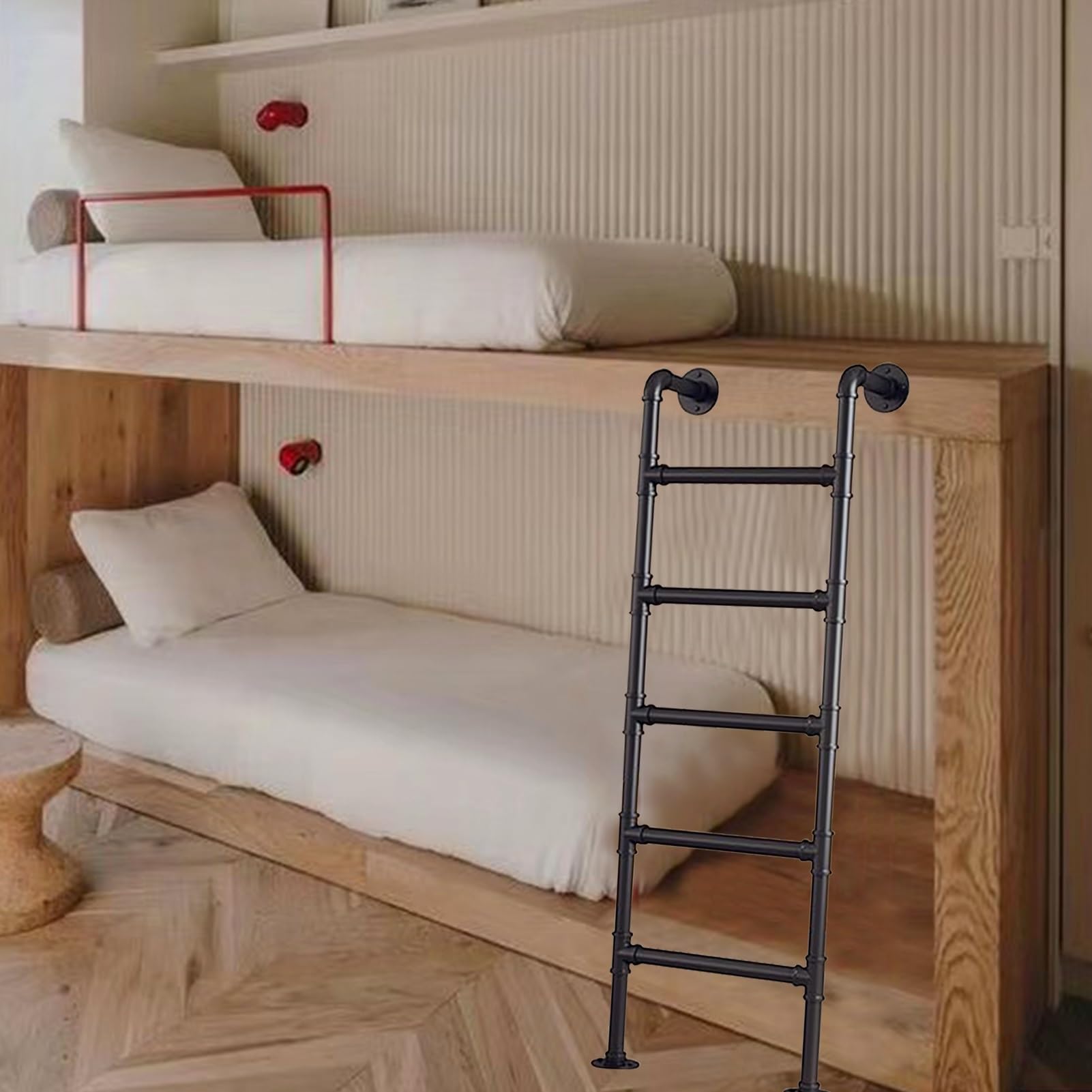 Scala di Emergenza in Metallo Nero per Finestra del seminterrato e soffitta, Letto a Castello, Scala a pioli da Parete per Tetto Esterno, Garage, Biblioteca, Balcone (160