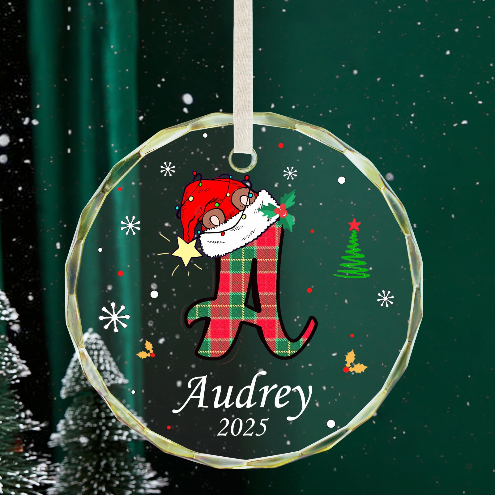 Personalized Name Ornaments for Christmas Tree, Custom A-Z Letter Ornament