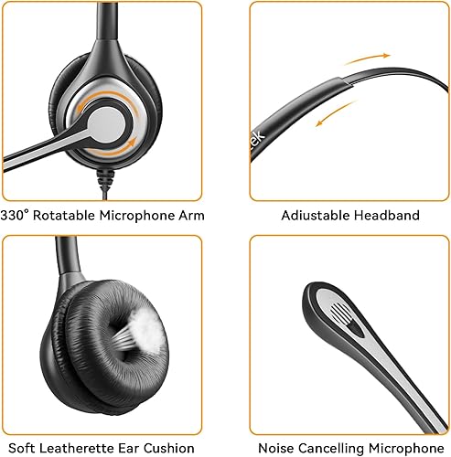 Miniatura 5 de Wantek Teléfono con cable RJ9 Auriculares monoaurales con cancelación de ruido para sistemas telefónicos de centro de llamadas con amplificadores