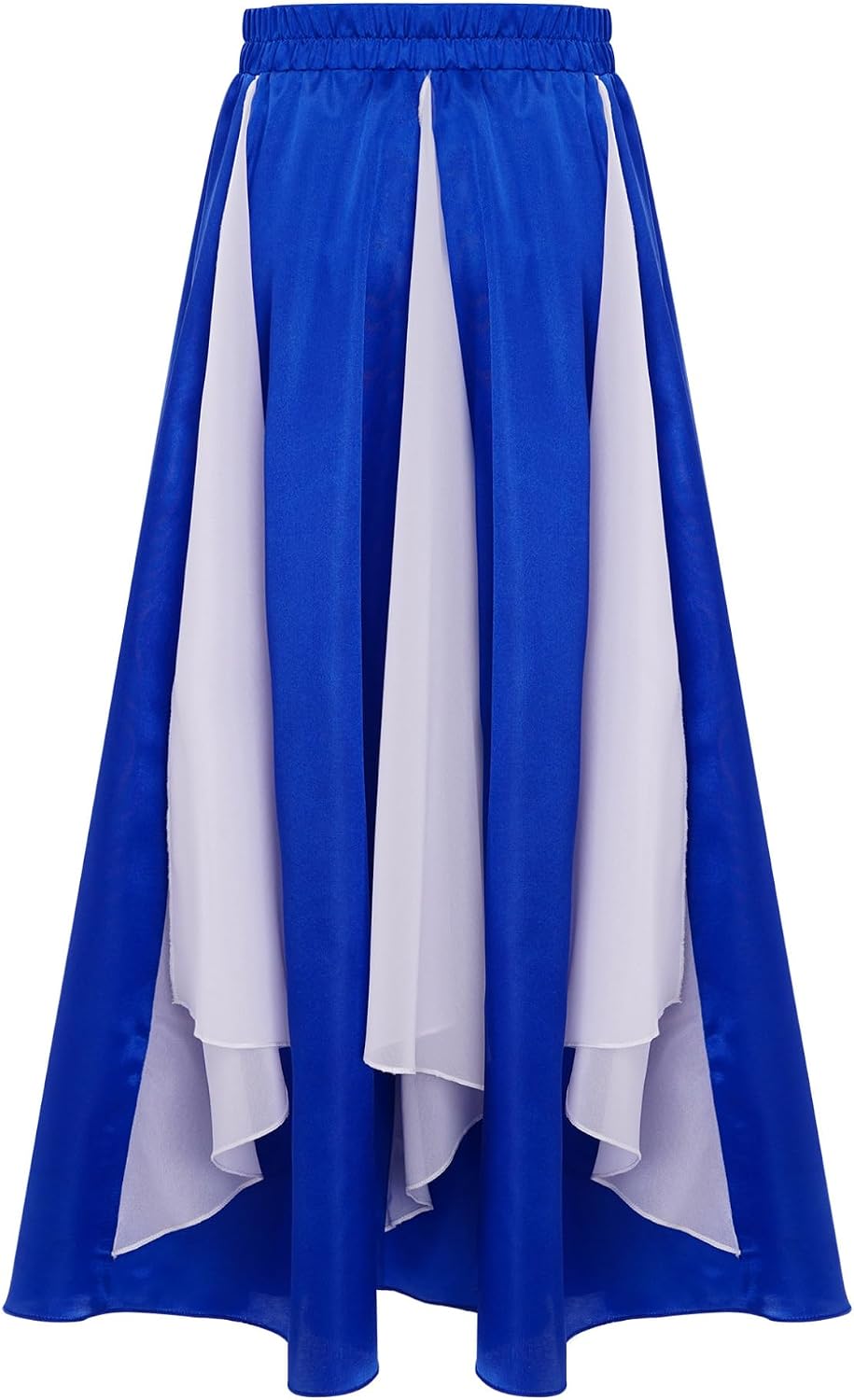 Hansber Kids Girls Flamenco Satin Dance Skirt Praise Dance Dress Chiffon Worship Irregular Stage Performance Skirts